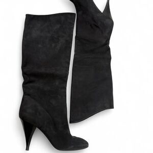 A D Molina Women's Black Tall Suede Boots with heal